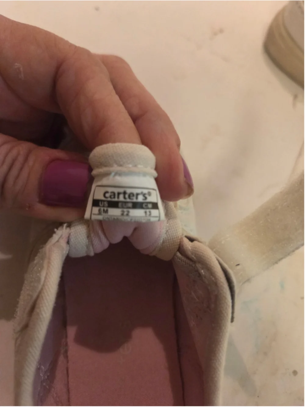 Baby Girl Carter's Beige and Pink Sneakers Size 6